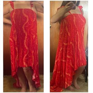 LexBreezy Makamae Ginger Lei Red & Pink Dress, Size Medium, BNWT
